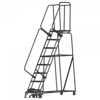 Ballymore 082421G 8-Step Narrow Aisle Ladder 113″H Grip Strut