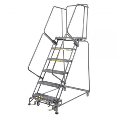 Ballymore PIP-6-32G Industrial Steel Rolling Ladder 6 Steps 90-inch Height
