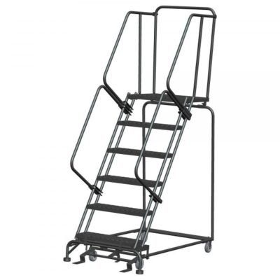 Ballymore 063221G Industrial Steel Rolling Ladder 6 Steps 93-inch Height
