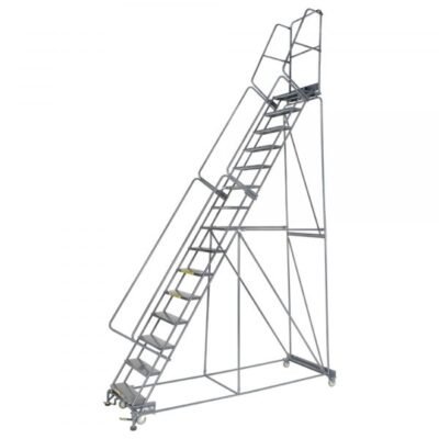 Ballymore 154014G Industrial Steel Rolling Ladder 15 Steps 183-inch Height