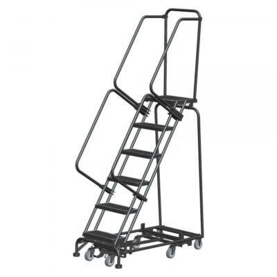 Ballymore WA-AD-062414G Heavy Duty Steel Rolling Ladder 6 Steps 93-inch Height