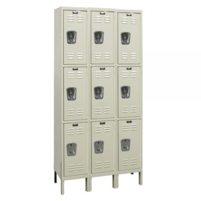 Hallowell U3258-3G-PT Galvanite Steel Locker, Triple Tier (78″H x 36″W, Tan, Starter)