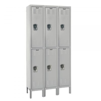 Hallowell U3288-2PL Premium Steel Locker, Double Tier (78″H x 36″W, Gray, Starter)