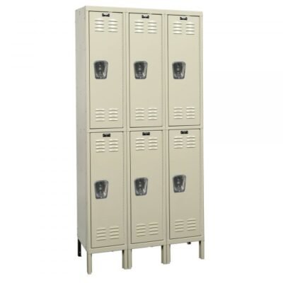 Hallowell U3288-2PT Premium Steel Locker, Double Tier (78″H x 36″W, Tan, Starter)