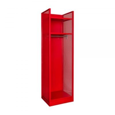 Hallowell TGNN42-1BC-G-RR-HT All-Welded Turnout Gear Firefighter Locker (86.25″H, Red, Fixed Shelf/Open Base)