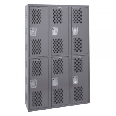 Hallowell HWBA282-222HG Welded Single-Point Vented Locker, Double Tier (72″H x 36″W, Dark Gray, Starter)