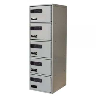 Hallowell UCTL192-5A-E-PL 15-Compartment Cell Phone/Tablet Charging Locker (9″W, Gray, Electronic Lock)