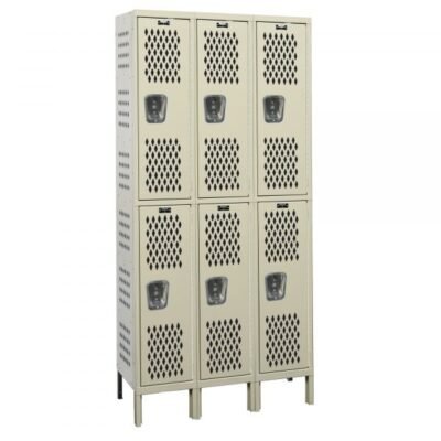 Hallowell U3228-2HV-A-PT Heavy-Duty Ventilated Locker, Double Tier (78″H x 36″W, Tan, Add-On)