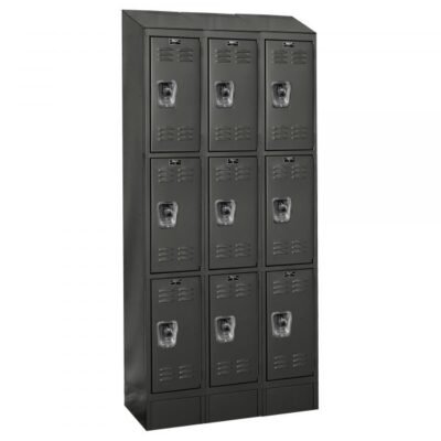 Hallowell URB3228-3ASB-ME Triple Tier ReadyBuilt Locker Sloped Top 82in H Black