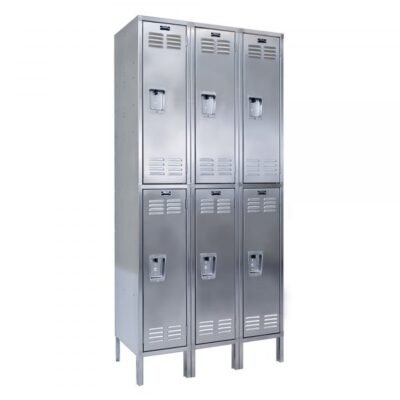 Hallowell USS3288-2A Stainless Steel Locker, Double Tier (78″H x 36″W, Silver, Add-On)