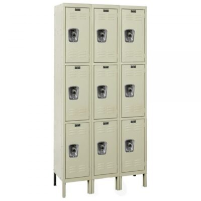 Hallowell URB3228-3A-PT Triple Tier ReadyBuilt Locker 78in H Tan