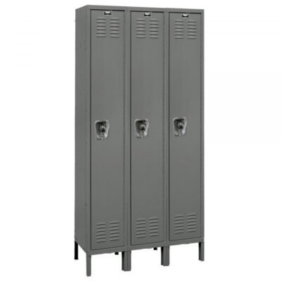 Hallowell URB3288-2ASB-PL ReadyBuilt Sloped-Top Locker, Double Tier (84″H x 36″W, Gray, Starter)