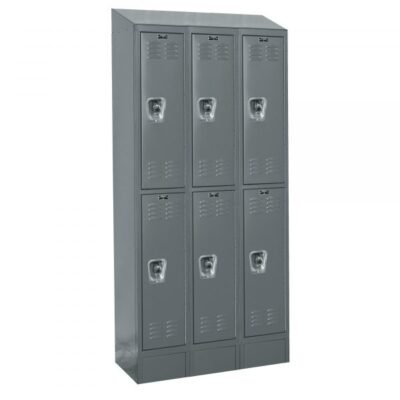 Hallowell URB3228-2ASB-HG ReadyBuilt Sloped-Top Locker, Double Tier (82″H x 36″W, Dark Gray, Starter)