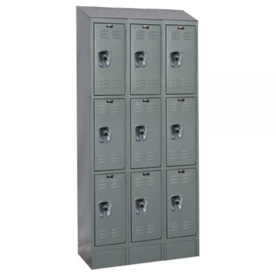 Hallowell URB3288-3ASB-HG Triple Tier ReadyBuilt Locker Sloped Top 84in H Dark Gray
