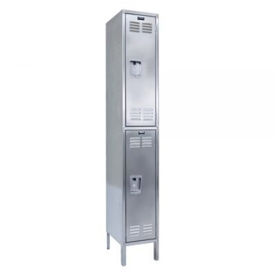 Hallowell USS1888-2 Stainless Steel Locker, Double Tier (78″H x 18″W, Silver, Starter)