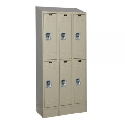 Hallowell URB3288-2ASB-PT ReadyBuilt Sloped-Top Locker, Double Tier (84″H x 36″W, Tan, Starter)