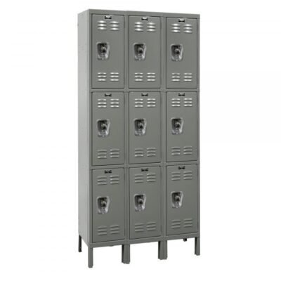 Hallowell URB3258-3A-HG Triple Tier ReadyBuilt Locker 78in H Dark Gray