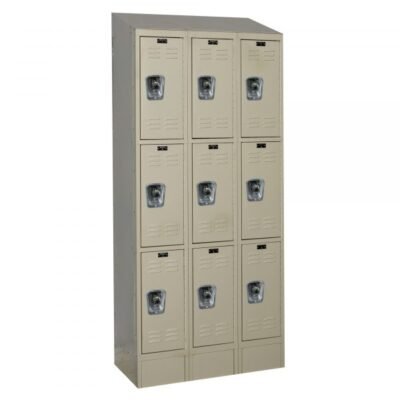 Hallowell URB3288-3ASB-PT Triple Tier ReadyBuilt Locker Sloped Top 84in H Tan