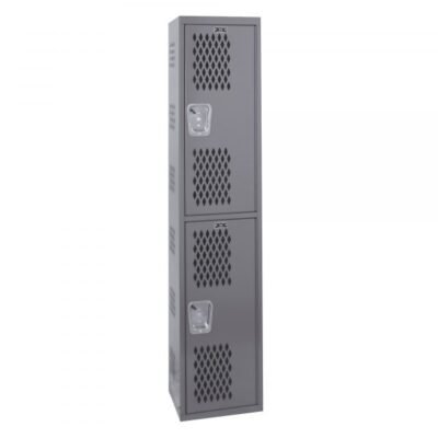 Hallowell HWBA282-2HG Welded Single-Point Vented Locker, Double Tier (72″H x 12″W, Dark Gray, Starter)