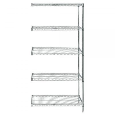 Quantum AD63-3048S-5 5 Shelf Stainless Wire Add-On Unit 30in D x 48in W x 63in H