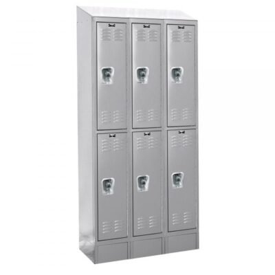Hallowell URB3228-2ASB-PL ReadyBuilt Sloped-Top Locker, Double Tier (82″H x 36″W, Gray, Starter)