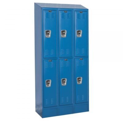Hallowell URB3288-2ASB-MB ReadyBuilt Sloped-Top Locker, Double Tier (84″H x 36″W, Blue, Starter)