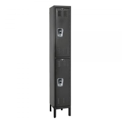 Hallowell URB3288-2ASB-ME ReadyBuilt Sloped-Top Locker, Double Tier (84″H x 36″W, Black, Starter)