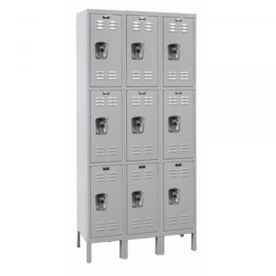 Hallowell URB3228-3A-PL Triple Tier ReadyBuilt Locker 78in H Gray