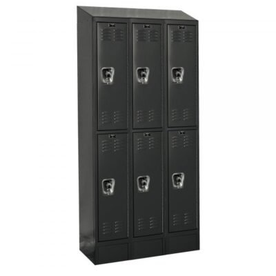 Hallowell URB3258-2ASB-ME ReadyBuilt Sloped-Top Locker, Double Tier (83″H x 36″W, Black, Starter)