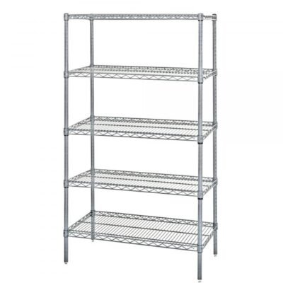 Quantum WR86-1248S-5 86in H Stainless Wire Add-On Unit (12in D x 48in W, 5-Shelf)