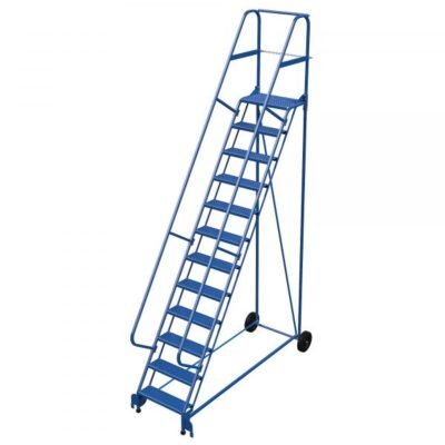 Vestil LAD-RAF-12-24-G 12-Step Grip Strut Roll-A-Fold Ladder (156″ H)