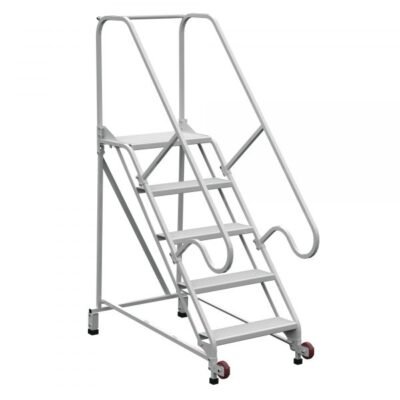 Vestil LAD-TRN-50-5-FDA 5-Step Grip Strut Tip-N-Roll Ladder FDA Compliant (80″ H)