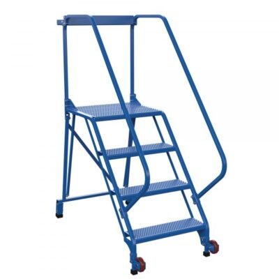Vestil LAD-TRS-50-4-P 4-Step Perforated Tip-N-Roll Ladder (70″ H, Narrow Base)