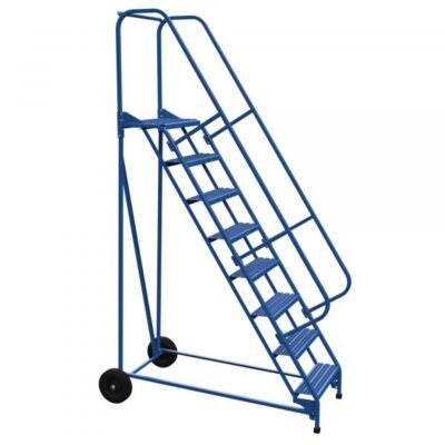 Vestil LAD-RAF-8-24-G 8-Step Grip Strut Roll-A-Fold Ladder (110″ H)