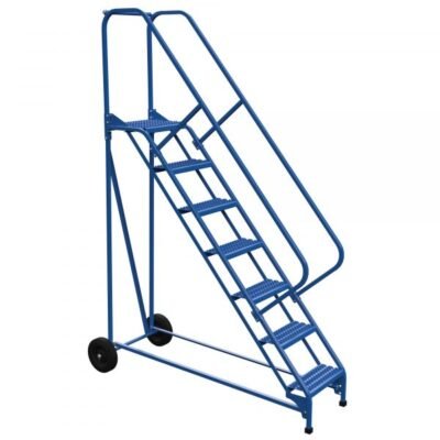 Vestil LAD-RAF-7-G-EZ 7-Step Grip Strut Roll-A-Fold Ladder w/ Easy Roll (100″ H)