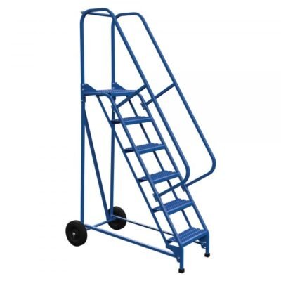Vestil LAD-RAF-6-G 6-Step Grip Strut Roll-A-Fold Ladder (90″ H)
