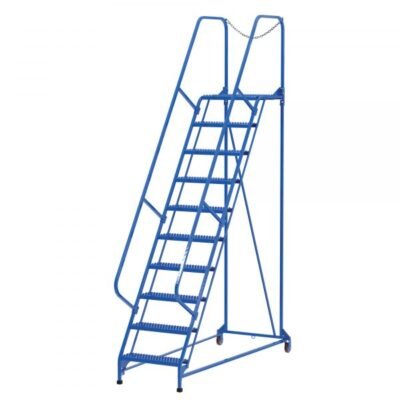 Vestil LAD-MM-10-G 10-Step Grip Strut Steel Maintenance Ladder (130″ H)