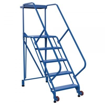 Vestil LAD-TRS-50-5-P 5-Step Perforated Tip-N-Roll Ladder (80″ H, Narrow Base)