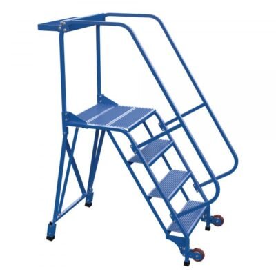 Vestil LAD-TRS-60-4-P 4-Step Perforated Tip-N-Roll Ladder (70″ H, Wide Base)