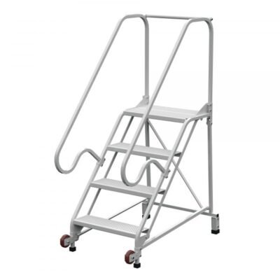 Vestil LAD-TRN-50-4-FDA 4-Step Grip Strut Tip-N-Roll Ladder FDA Compliant (70″ H)