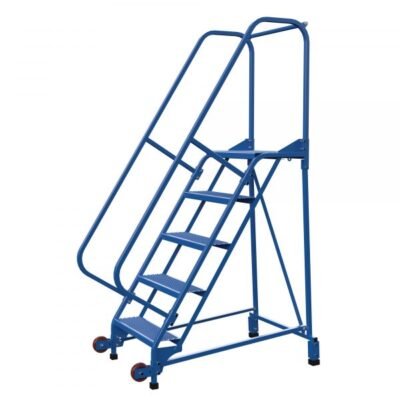 Vestil LAD-TRN-60-5-P 5-Step Perforated Tip-N-Roll Ladder (80″ H, Narrow Profile)