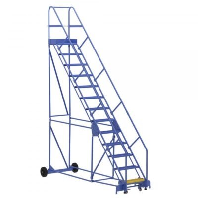 Vestil LAD-13-14-G-EZ 13-Step Grip Strut Warehouse Ladder w/ Easy Roll (166″ H)