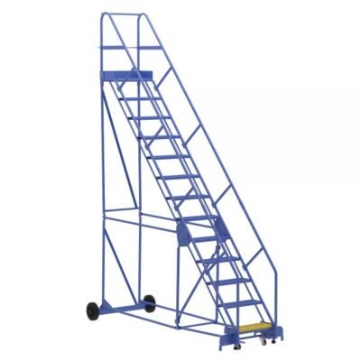 Vestil LAD-13-14-P-EZ 13-Step Perforated Warehouse Ladder w/ Easy Roll (166″ H)