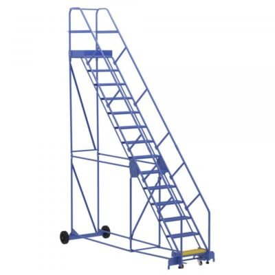 Vestil LAD-14-21-P-EZ 14-Step Perforated Warehouse Ladder w/ Easy Roll (176″ H)