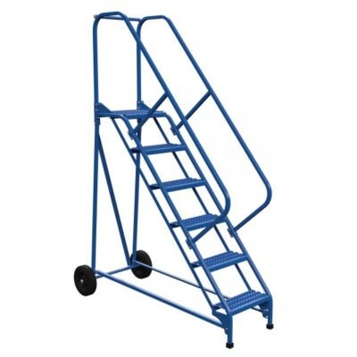Vestil LAD-RAF-6-G-EZ 6-Step Grip Strut Roll-A-Fold Ladder w/ Easy Roll (90″ H)