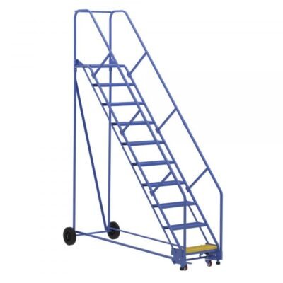 Vestil LAD-10-14-P-EZ 10-Step Perforated Warehouse Ladder w/ Easy Roll (130″ H)