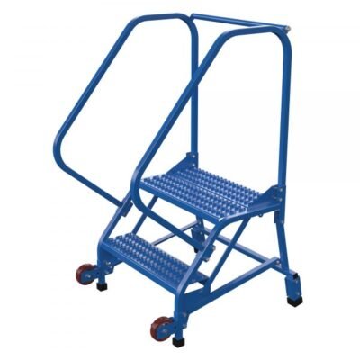 Vestil LAD-TRN-50-2-G 2-Step Grip Strut Tip-N-Roll Ladder (50″ H, Narrow Profile)