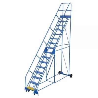 Vestil LAD-16-14-G-EZ 16-Step Grip Strut Warehouse Ladder w/ Easy Roll (196″ H)