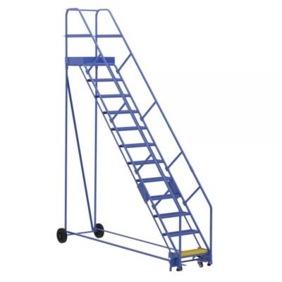 Vestil LAD-12-21-G-EZ 12-Step Grip Strut Warehouse Ladder w/ Easy Roll (156″ H)