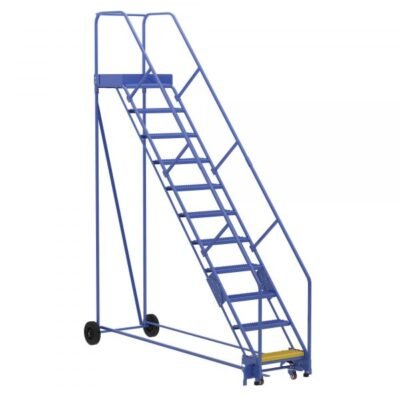 Vestil LAD-11-21-G-EZ 11-Step Grip Strut Warehouse Ladder w/ Easy Roll (140″ H)